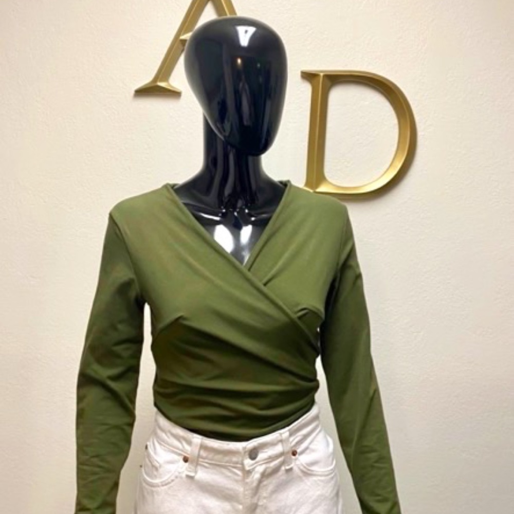 Beautiful Olive Green Wrap Top Ready to Ship for Xmas